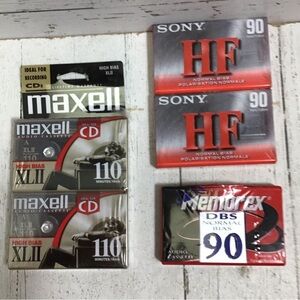 Sony Memorex Maxell Blank Cassette Tapes Vintage Sealed 5 Tapes Blank Media​​​